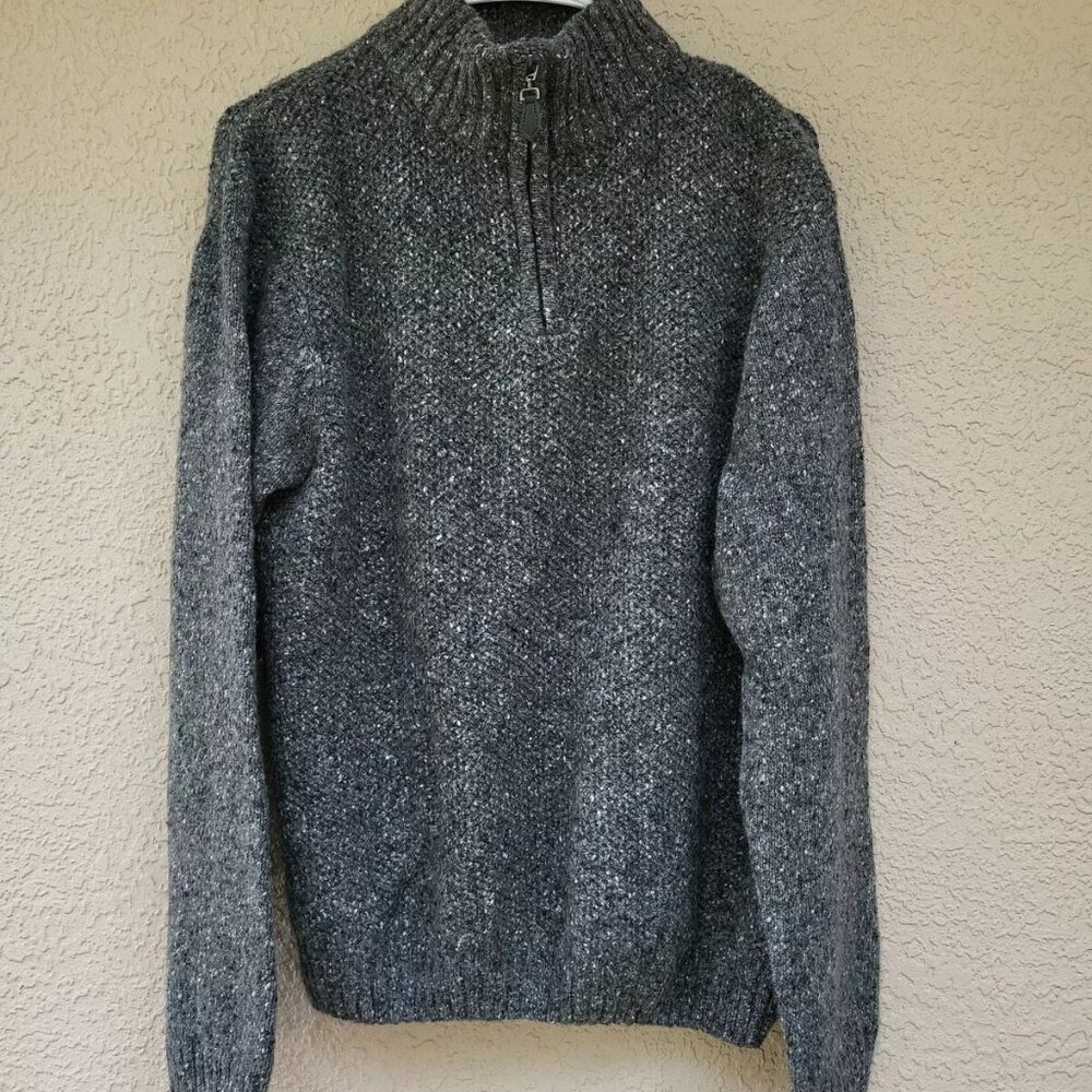Luca Nobili Men's Gray Italy Wool Long Sleeve 1/4 Quarter Zip Knit XL - Picture 6 of 6